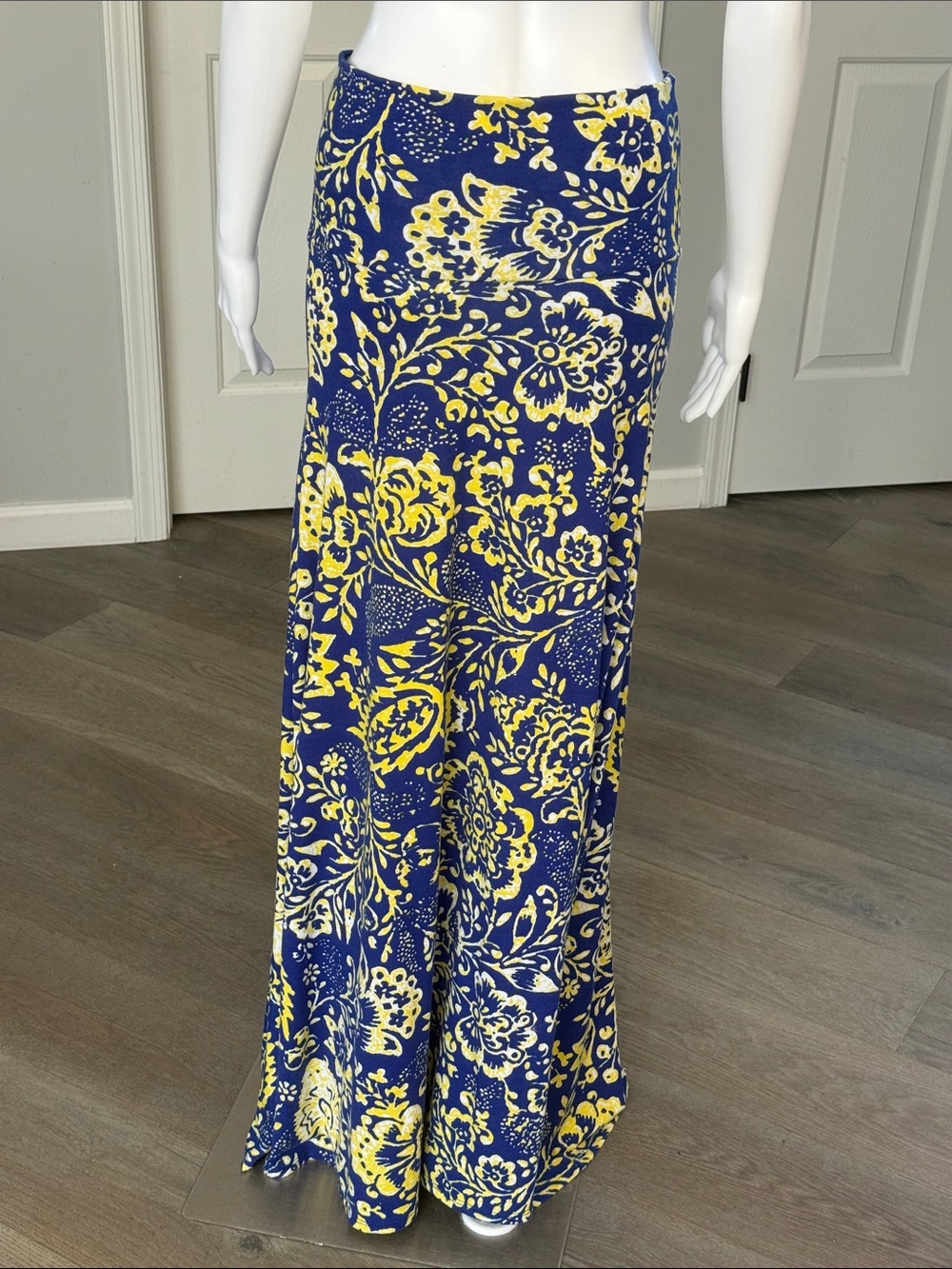 LuLaRoe Cobalt Blue & Lemon Yellow Floral Maxi Skirt/ Strapless Midi Dress-XS - Picture 5 of 7